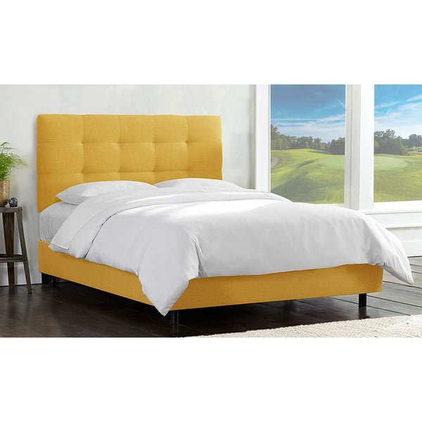 Skyline - Tufted Bed Queen without Mattress Yellow