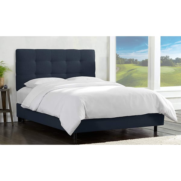 Skyline - Tufted Bed Queen without Mattress Navy blue
