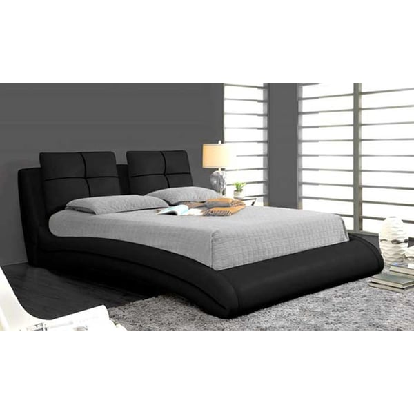 Upholstered Curved Bed Frame Queen without Mattress Black