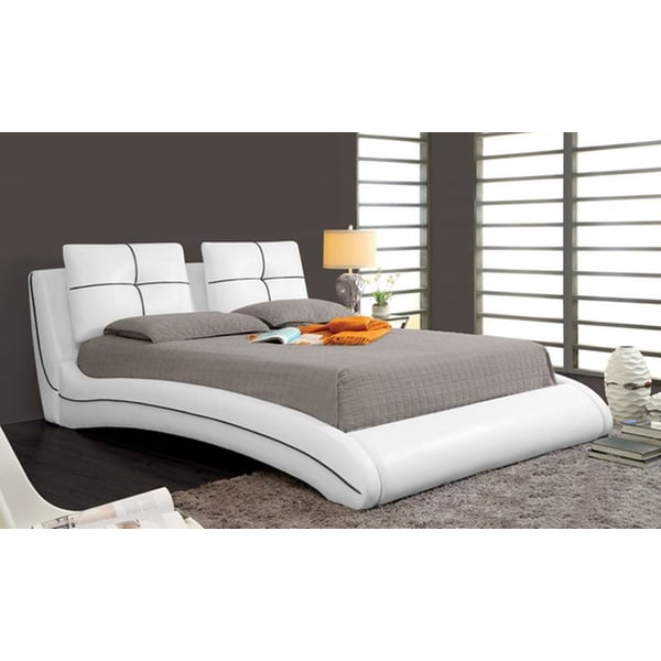 Upholstered Curved Bed Frame Super King With Mattress White