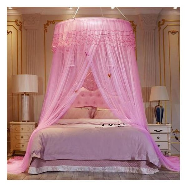 Pink canopy deals bed