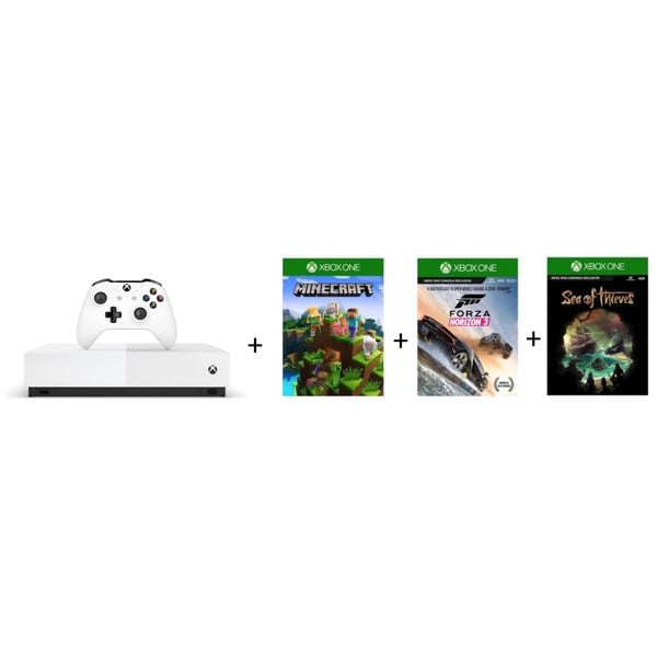 Microsoft Xbox One S All Digital Edition Gaming Console 1TB + Minecraft + Sea of Thieves + Forza Horizon3 Games DLC