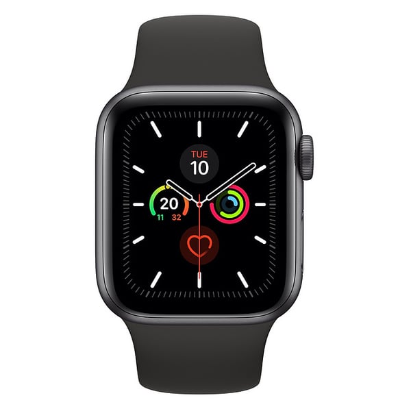 Space gray aluminum case online with black sport band