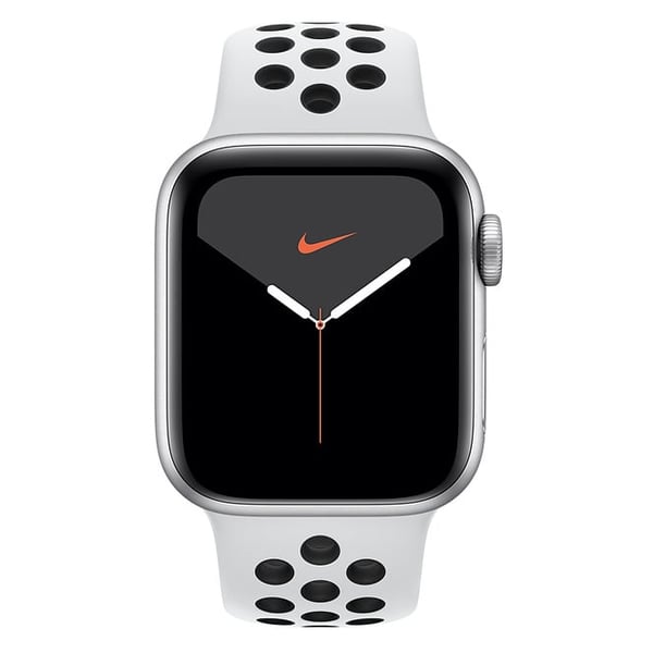 Apple Series 5 GPS + Cellular 44mm Silver Aluminum Case with Nike Sport Band - Pure Platinum/Black - Middle East Version