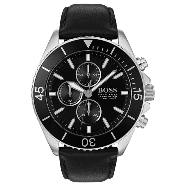 Buy Hugo Boss 1513697 Ocean Edition Quartz Chrono Black Leather Watch Men Online in UAE Sharaf DG