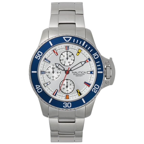 Nautica Bayside Quartz Silver Stainless Steel Watch For Men