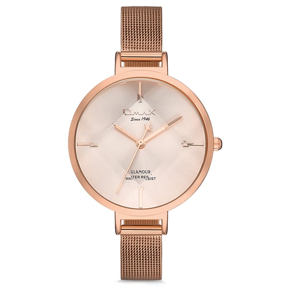 Omax Glamour Series Rose Gold Mesh Analog Watch For Women GMA01R88O