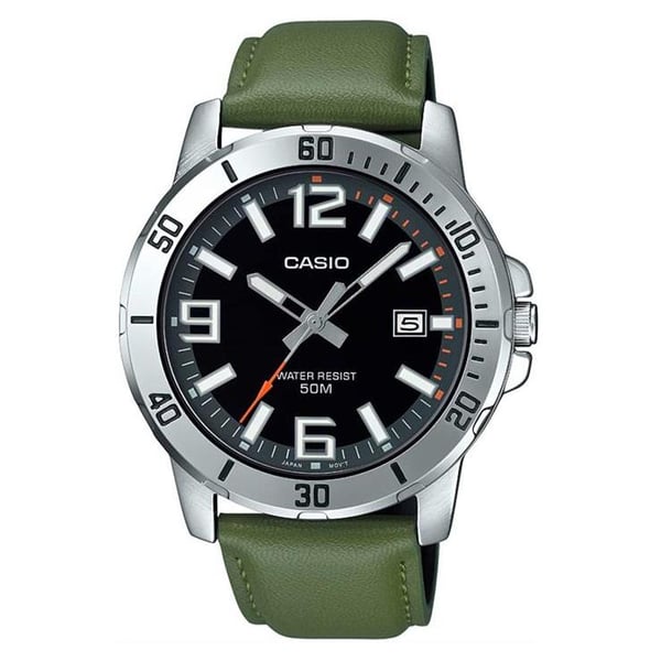 ساعة كاسيو ستاندارد للرجال انالوج جلد أخضر MTP-VD01L-3BVUDF