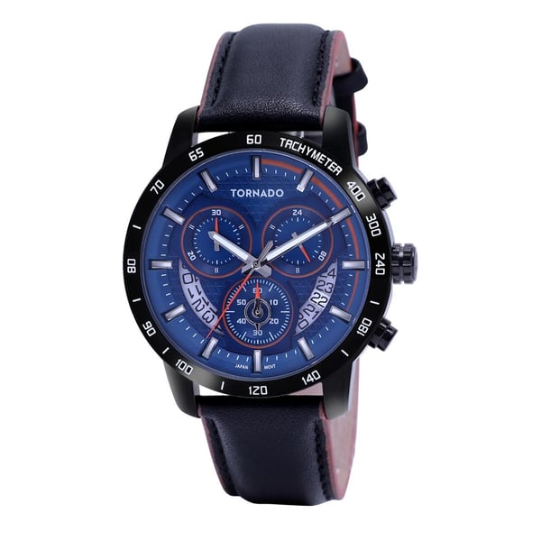 Buy Tornado Black Leather Men Watch T9104 BLBL Online in UAE Sharaf DG