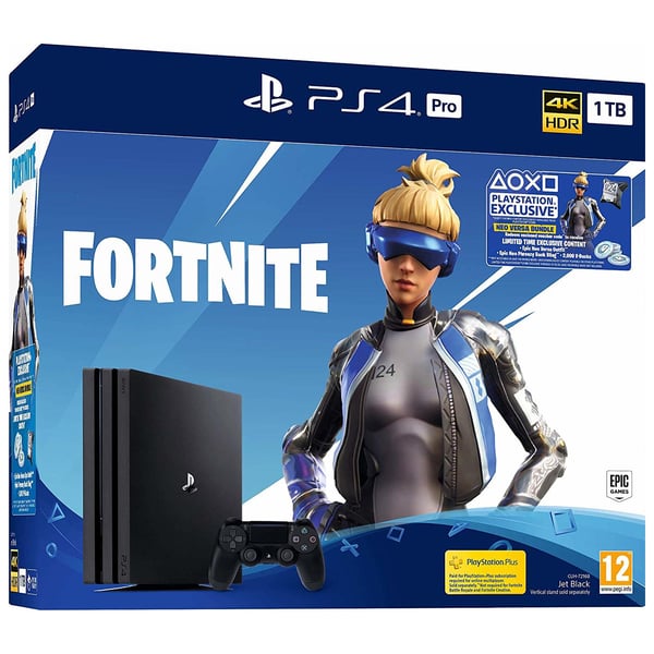 Sony PlayStation 4 Pro Gaming Console 1TB Black With Fortnite Game