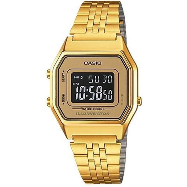 Casio white store gold watch