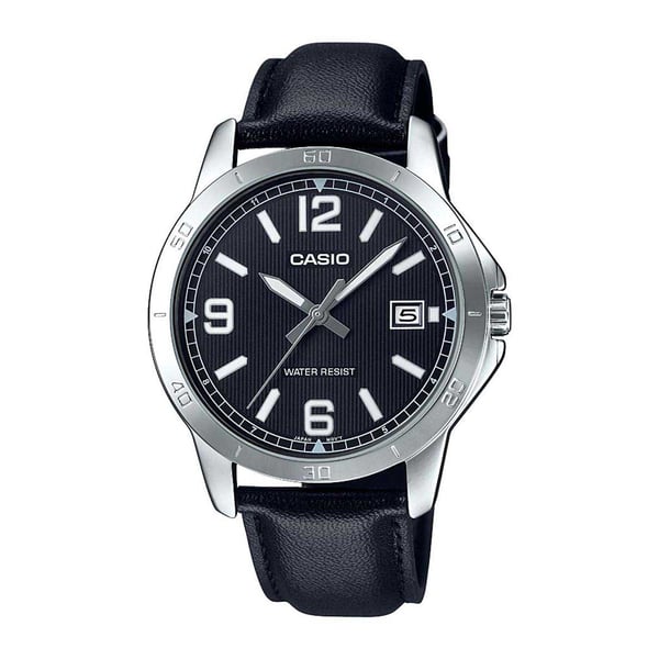 Casio black cheap leather watch