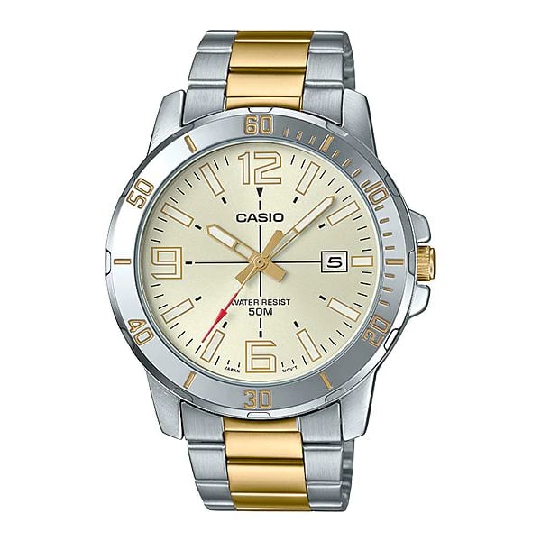 Buy Casio Enticer Two Tone Stainless Steel Men Watch MTP VD01SG 9VDF Online in UAE Sharaf DG