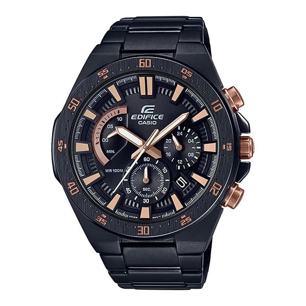 Casio edifice black store stainless steel