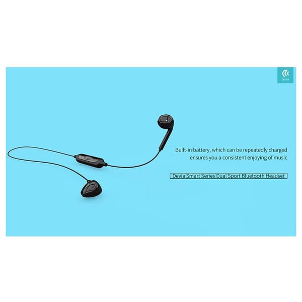 Devia HP24B Smart Bluetooth Dual Earphone - Black