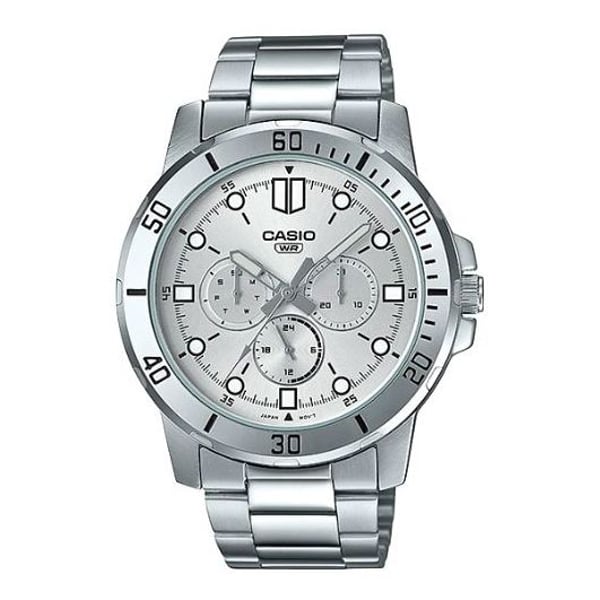 Casio Enticer Silver Stainless Steel Men Analog Watch MTP VD300D 7E