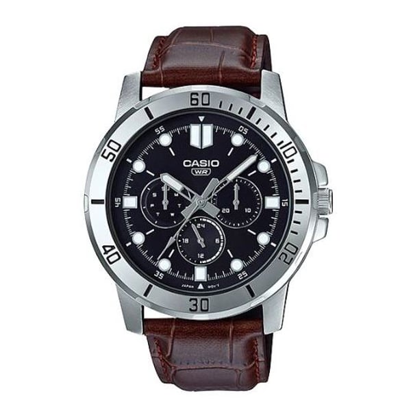 Casio leather cheap watch price