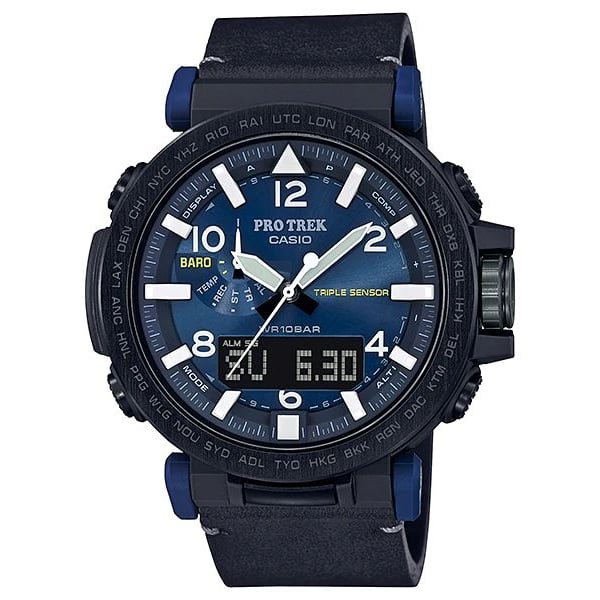 Buy Casio PRG 650YL 2 Protrek Black Leather Analog Digital Watch Men Online in UAE Sharaf DG