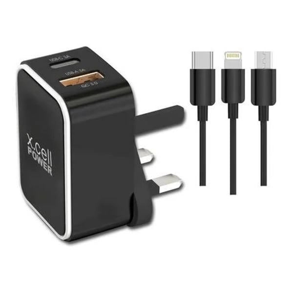 Xcell HC-226 Fast Wall Charger With 3in1 Cable Black