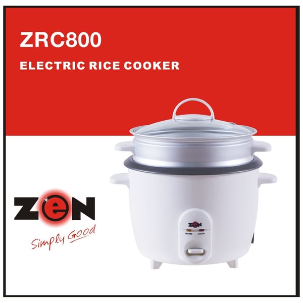 Zen Rice Cooker With Steamer With Lid 1.8 Litres ZRC800