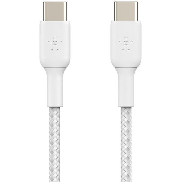كابل بيلكن بويت تشارج ™ مضفر من USB-C إلى USB-C، طوله 1 متر، أبيض