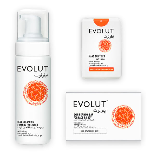 Evolut Antibacterial Facial Foam + Antibacterial Soap + Evolut Sanitizers Kit
