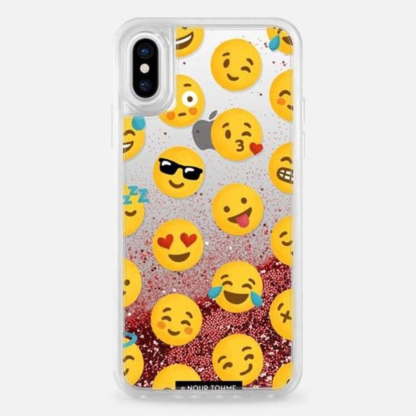 Casetify Glitter Case iPhone Xs/X Rose Gold Emoji Love