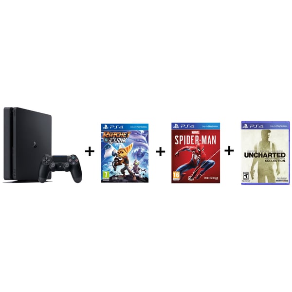 Sony PlayStation 4 Slim Console, 500GB, DualShock 4 Controller and Call of  Duty: WWII game, with