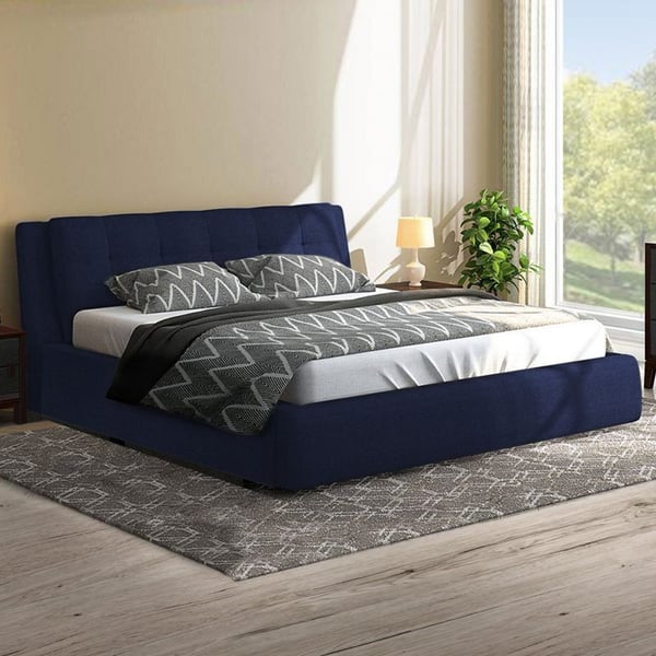 Blue upholstered deals king bed