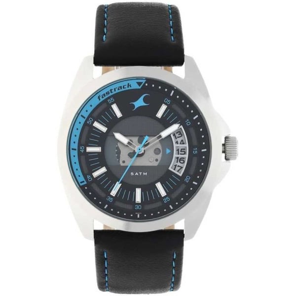 Loopholes black dial leather strap watch store