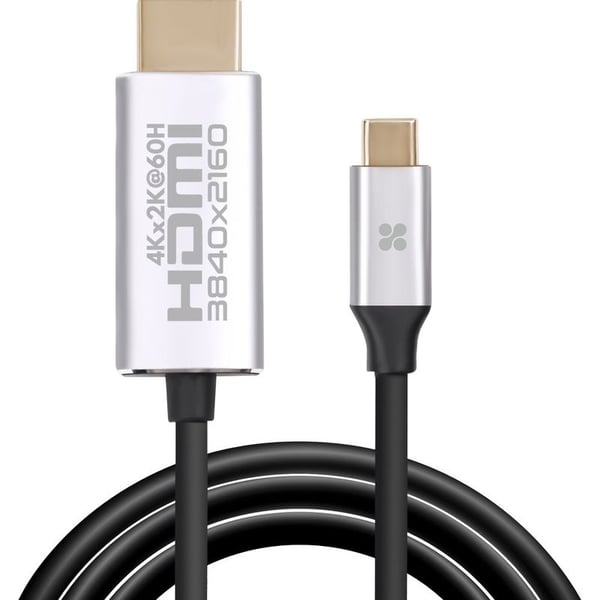 كابل بروميت منفذ  HDMI  إلى منفذ  Type C  طول  1.8  ممل أسود وفضي
