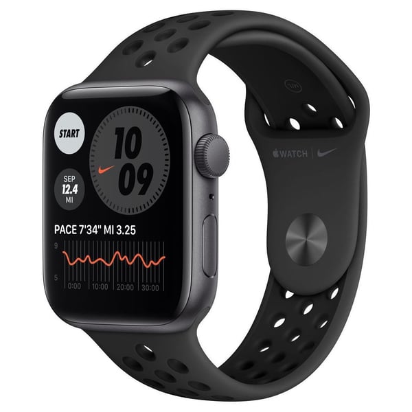 Buy Apple Watch Series SE Nike MYYK2AE A GPS 44mm Aluminium Case with Anthracite Black Nike Sport Band Space Gray Online in UAE Sharaf DG