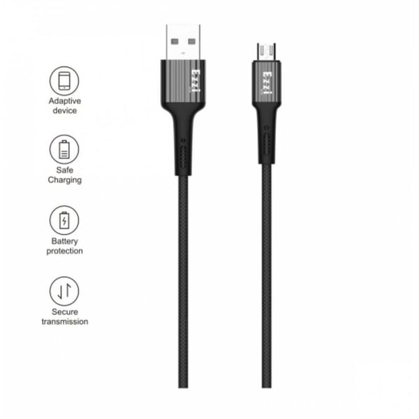 كابل  USB  مايكرو من سيلي مقاس  1  متر باللون ال أسود