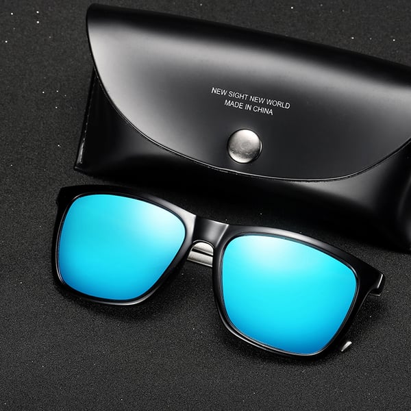 Nalanda Polarized Aviator Sunglasses With UV400 Mirrored Lens PC Frame, Mens Womens Glasses For Outdoor Travel Driving Daily Use Etc.(Black & Blue-387)