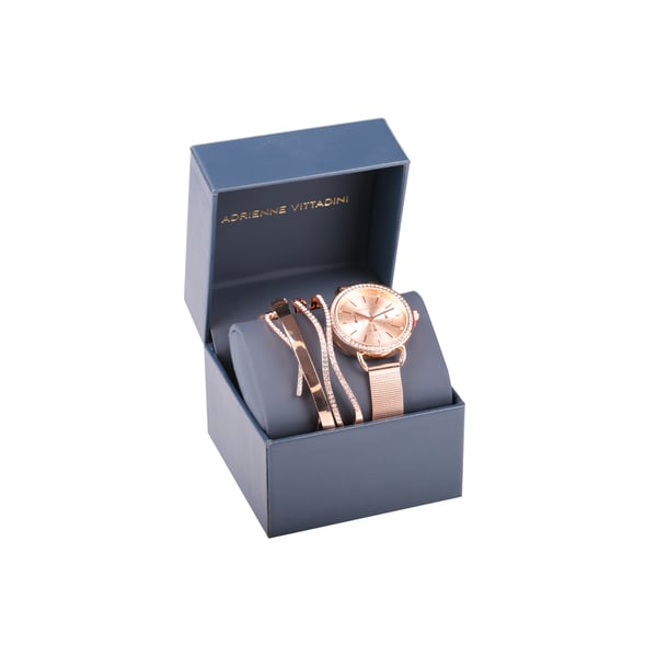 Buy Adrienne Vittadini Classic Ladies Rose Gold Stainless Steel Watch  Bangle Set-ADST2623R679-524 Online in UAE