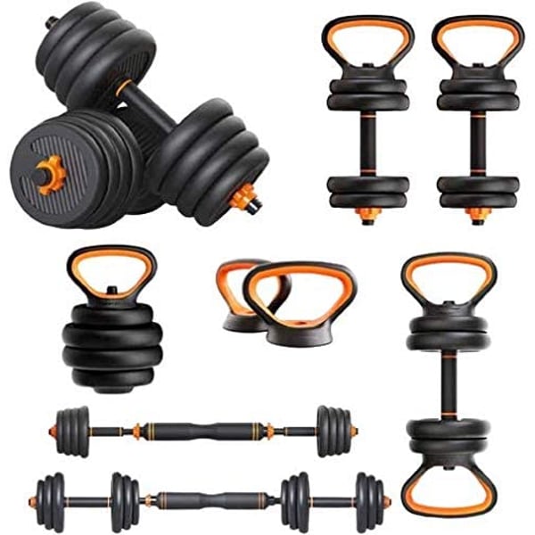Adjustable Dumbbells Set 20kg, Multifunctional Weights Dumbbell & Kettlebell & Barbell Set & Push Up Stand Multi Modes Set for Home Gym Office Exercise and Strength Training