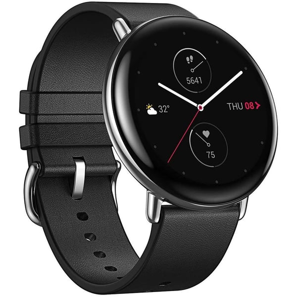 Buy Amazfit ZEPP Round A1936 Smart Watch Night Black W Leather Strap Online in UAE Sharaf DG