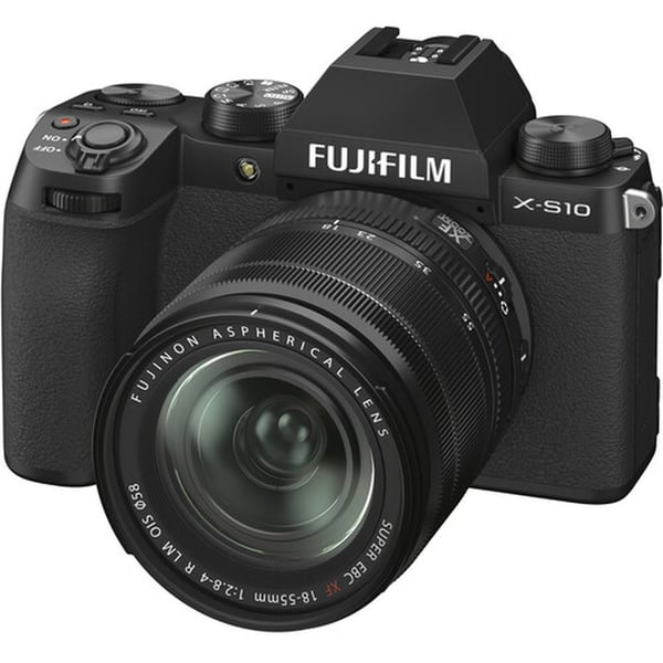 كاميرا فوجي فيلم X-S10 بدون مرآة سوداء مع عدسة XF18-55mm