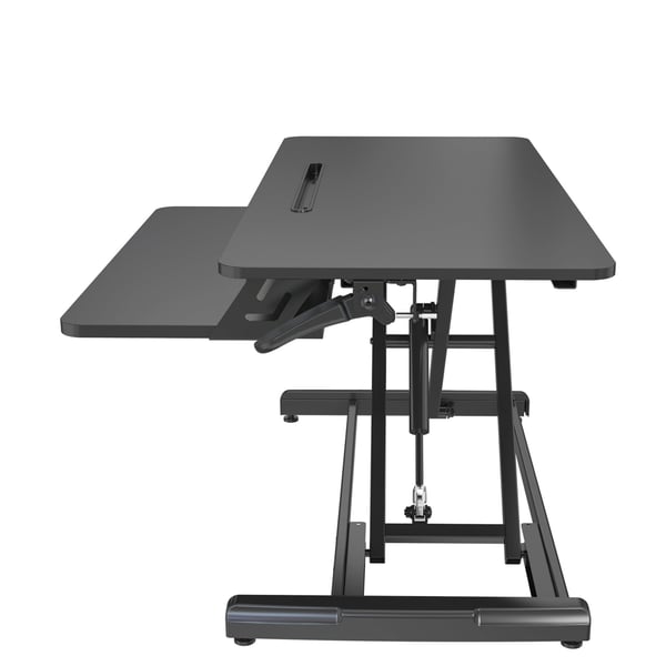 Stand up desk with store keyboard tray