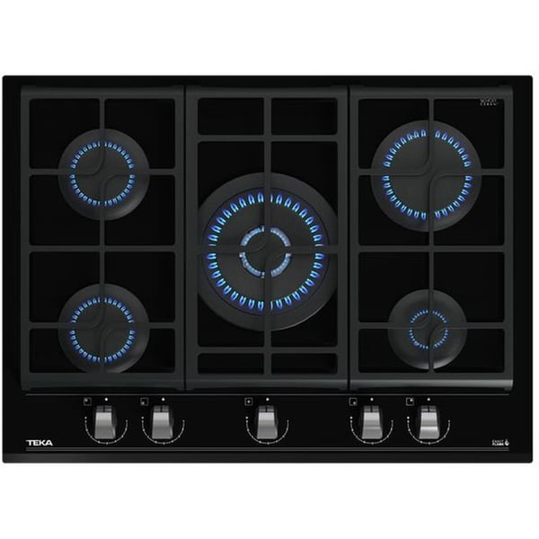 TEKA 70cm GZC 75330 Gas on Glass Black Glass Hob with ExactFlame function of butane gas