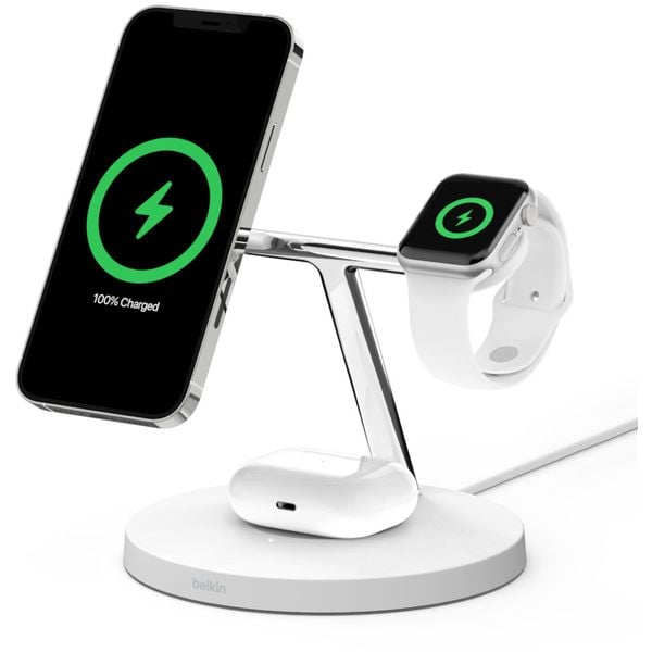 Belkin Boost Charge Pro MagSafe 3-in-1 Wireless Charger White