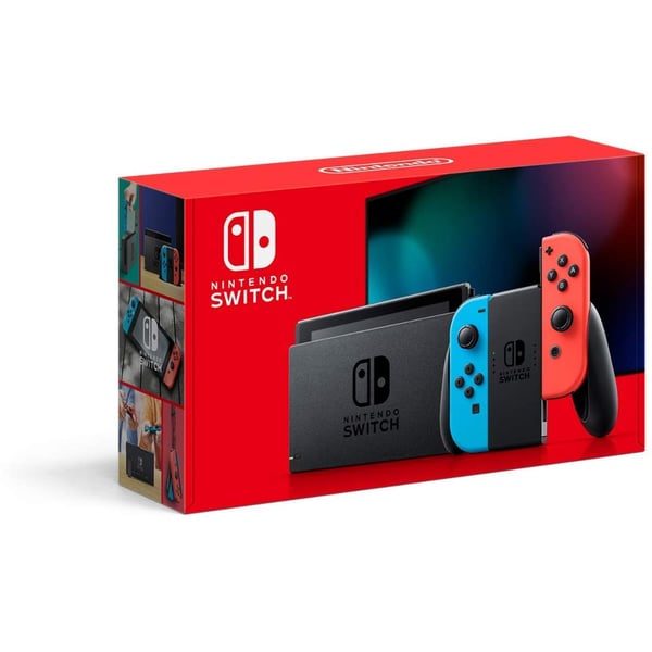 Nintendo Switch V2 32GB Neon Blue/Red Middle East Version + Super Mario 3DWorld Bowser's Fury Game + 1 Assorted Game + Travel Bag