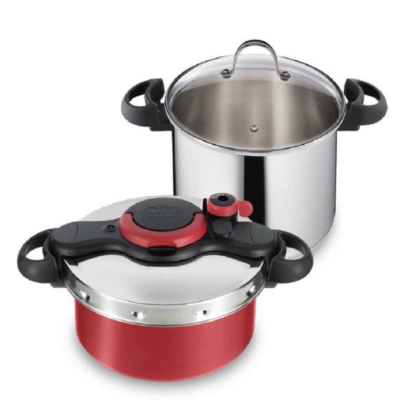 Buy Tefal Clipso Minut Easy Pressure Cooker 7.5Ltr + Clipso Duo Pressure  Cooker 5Ltr Online in UAE