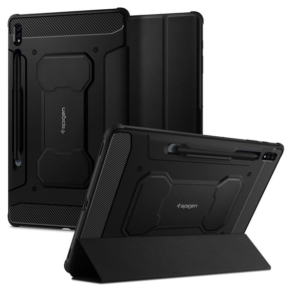 Spigen Rugged Armor Pro designed for Samsung Galaxy Tab S8 PLUS case cover (2022) / Galaxy Tab S7 Plus case (2020) with S Pen Holder - Black