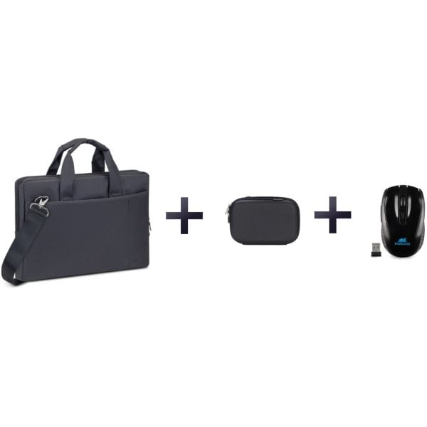 Rivacase Laptop Bag 13.3inch + Mouse + Hard Disc Case Assorted