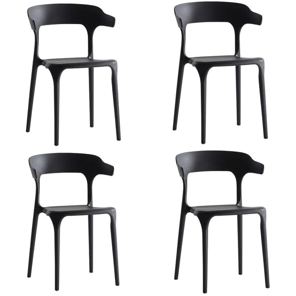 Mahmayi Modern Dining Chairs Modern Chair (4ps),hotel/negotiation/cafe,full Plastic Horn Chair Suitable For Living Room, Bedroom And Kitchen (color : Black Size : 43x42x76cm, No Installation Required