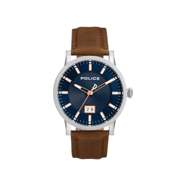 Buy Police Collin Watch For Leather Blue in – Men Pl Online 15404js-03 Dial Analogue UAE Sharaf | DG Brown