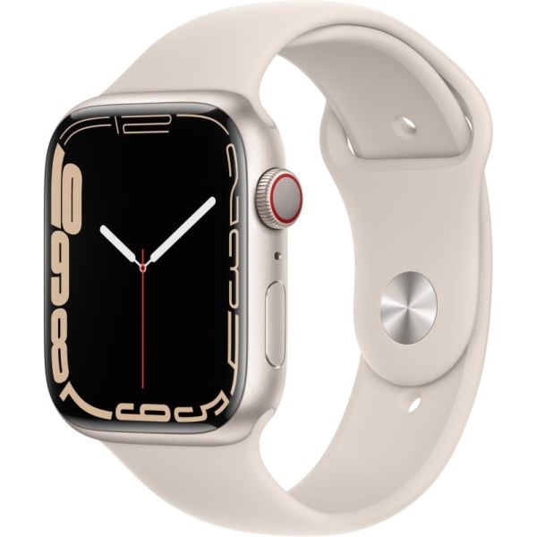 Buy Apple Watch Series 7 GPS Cellular 41mm Starlight Aluminium Case with Starlight Sport Band Middle East Version Online in UAE Sharaf DG