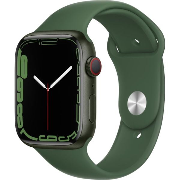 Apple Watch Series 7 GPS + Cellular, 45mm Green Aluminium Case with Clover Sport Band – Middle East Version
