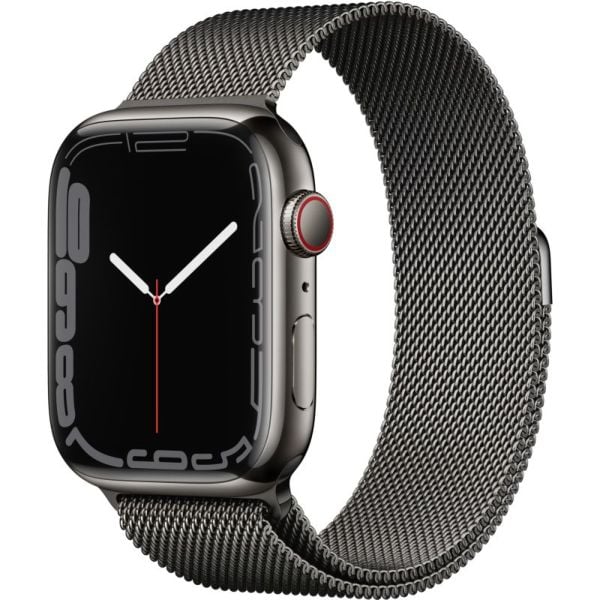 Buy Apple Watch Series 7 GPS Cellular 45mm Graphite Stainless Steel Case with Graphite Milanese Loop Online in UAE Sharaf DG